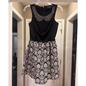 Fab'rik Beaded Collar Black & White Dress - Size Small